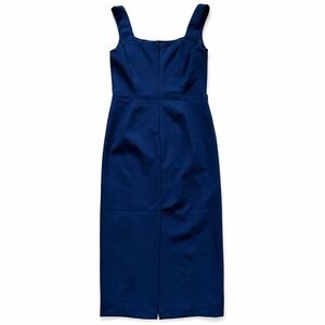 Christian Lacroix NWOT Navy Blue Square Neck Midi Sheath Sleeveless Women XS